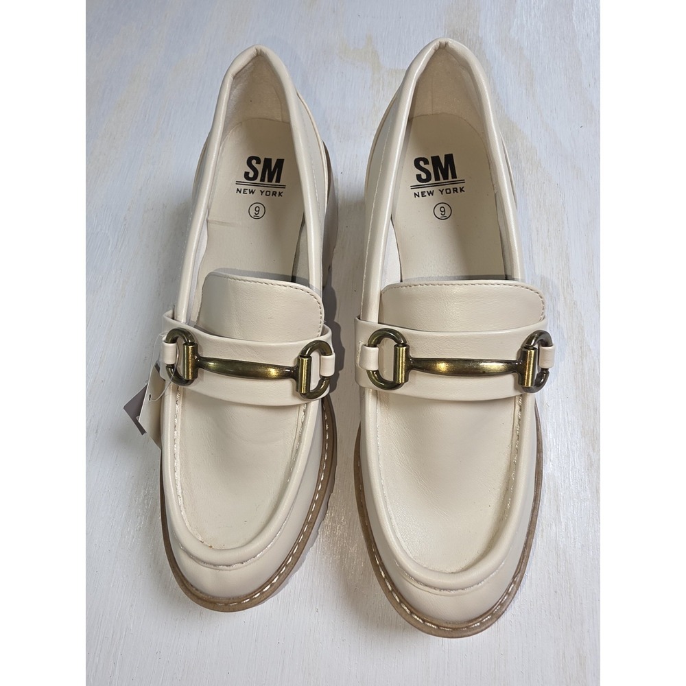 SM New York Women's Alix Wedge Loafers - Cream Size 9 New